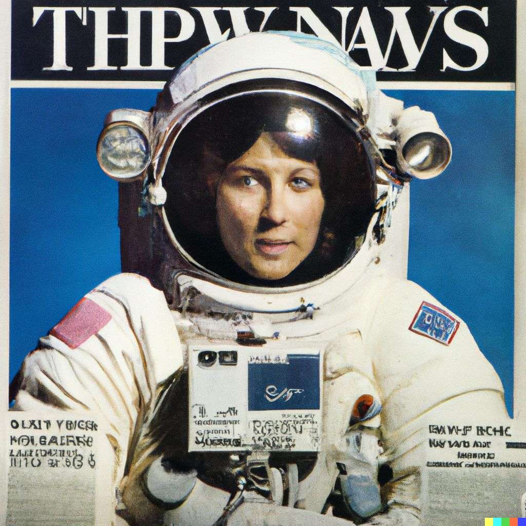 an astronaut, front page of The New York Times, 1990